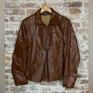 vintage brown leather jacket